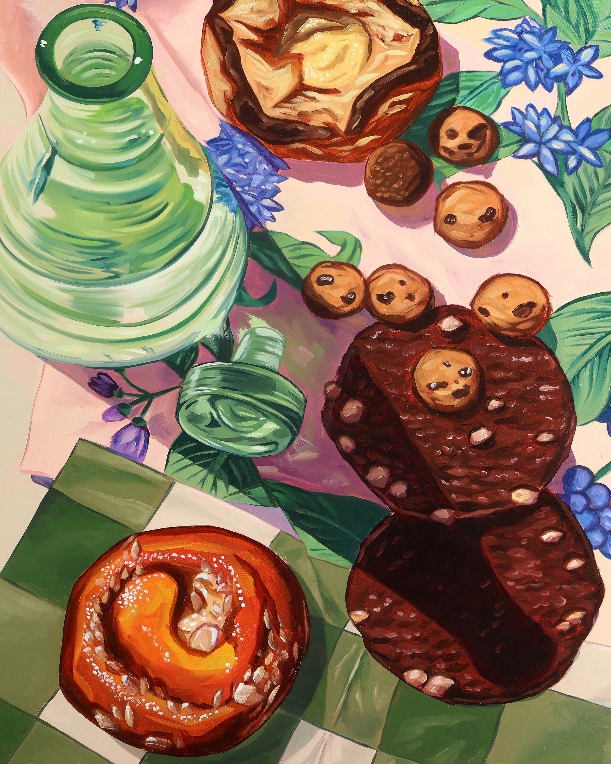 Pastry and Green Bottle Still Life