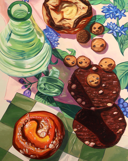 Pastry and Green Bottle Still Life