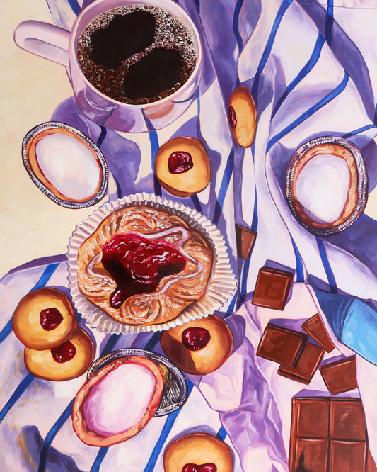 Coffee and Jam Pastry Still Life