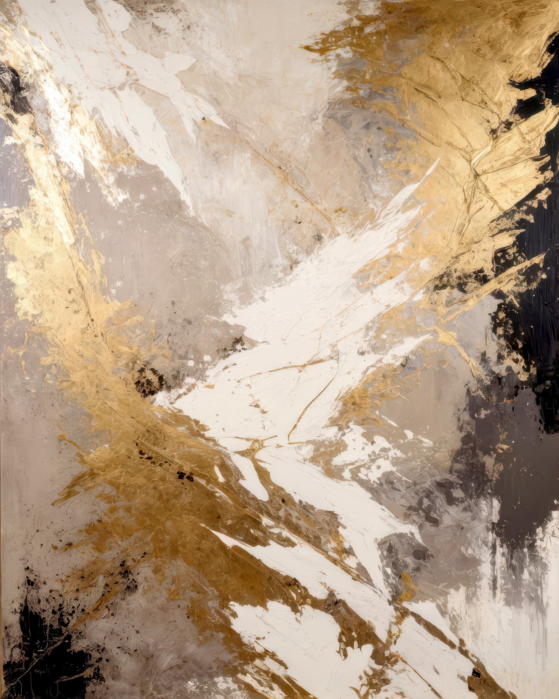 Golden Fracture Abstract