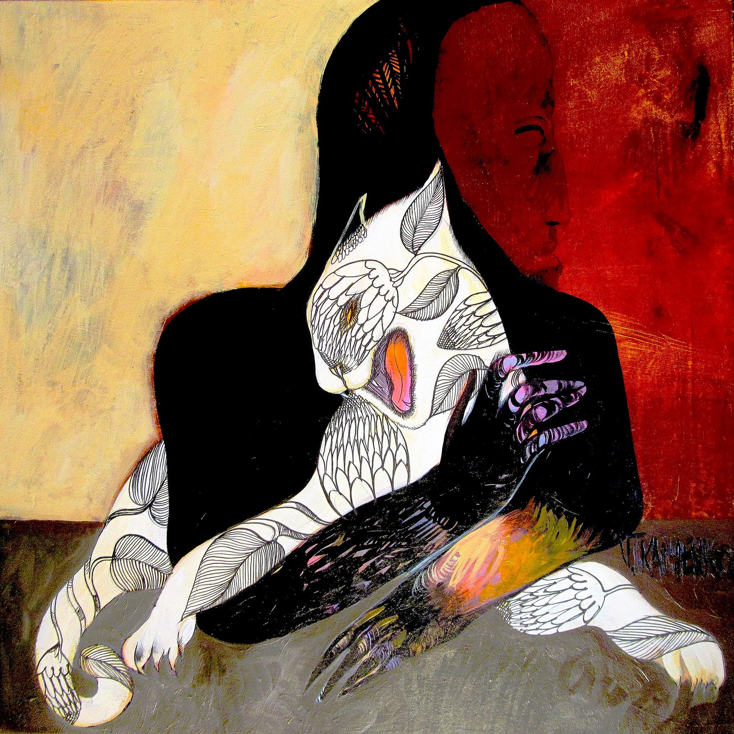 Woman With Owl Mask