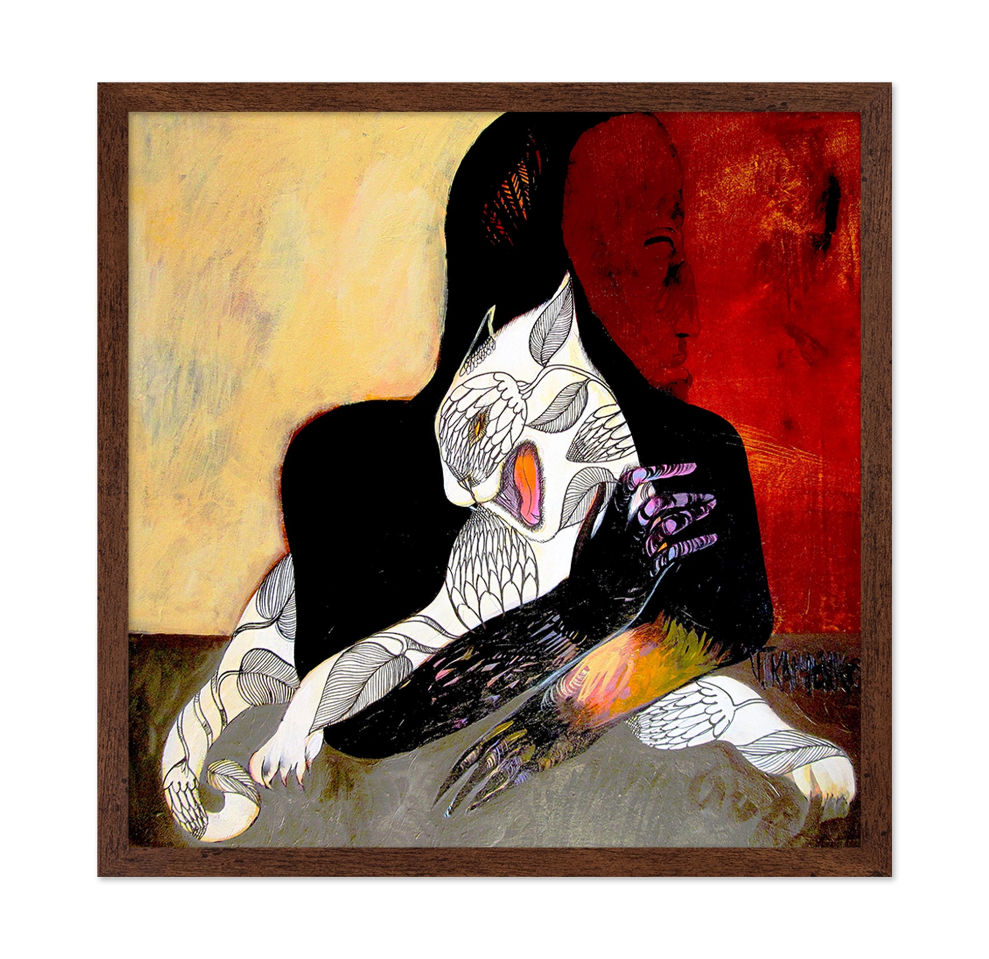 Woman With Owl Mask