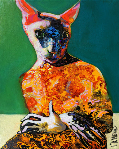 Sphynx Cat Portrait in Abstract Style