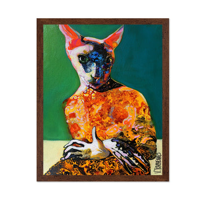 Sphynx Cat Portrait in Abstract Style