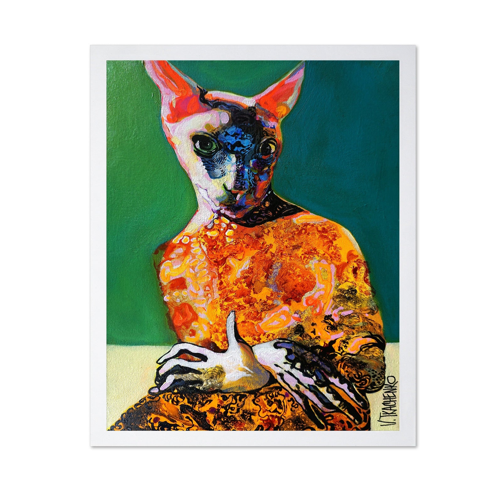 Sphynx Cat Portrait in Abstract Style