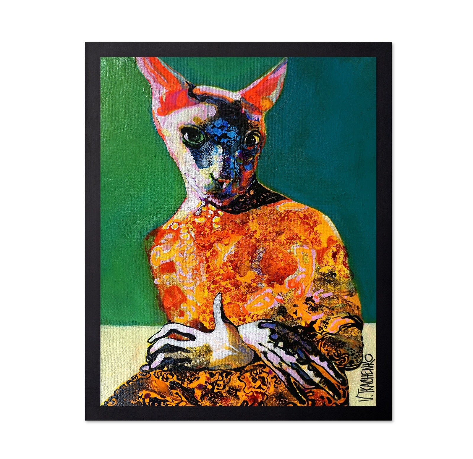 Sphynx Cat Portrait in Abstract Style