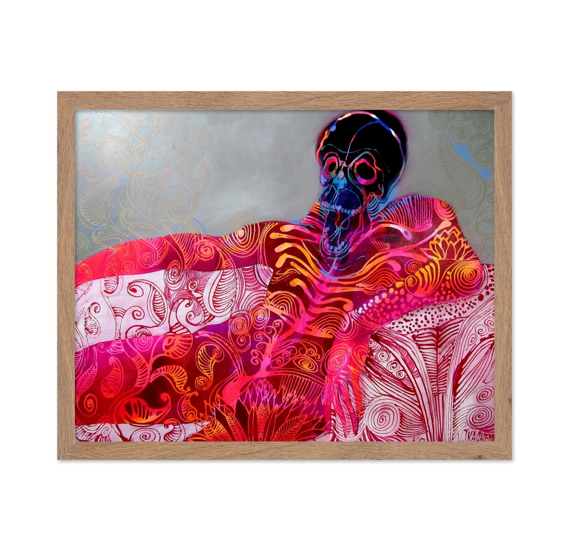 Neon Skull Reclining Figure