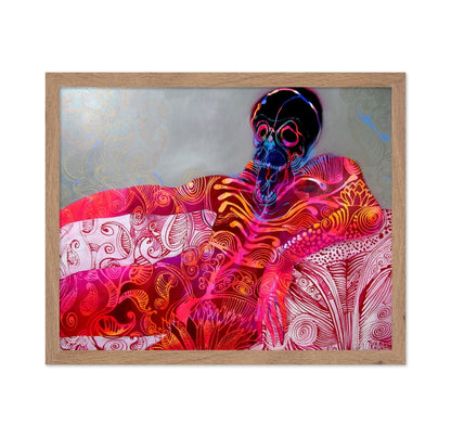 Neon Skull Reclining Figure