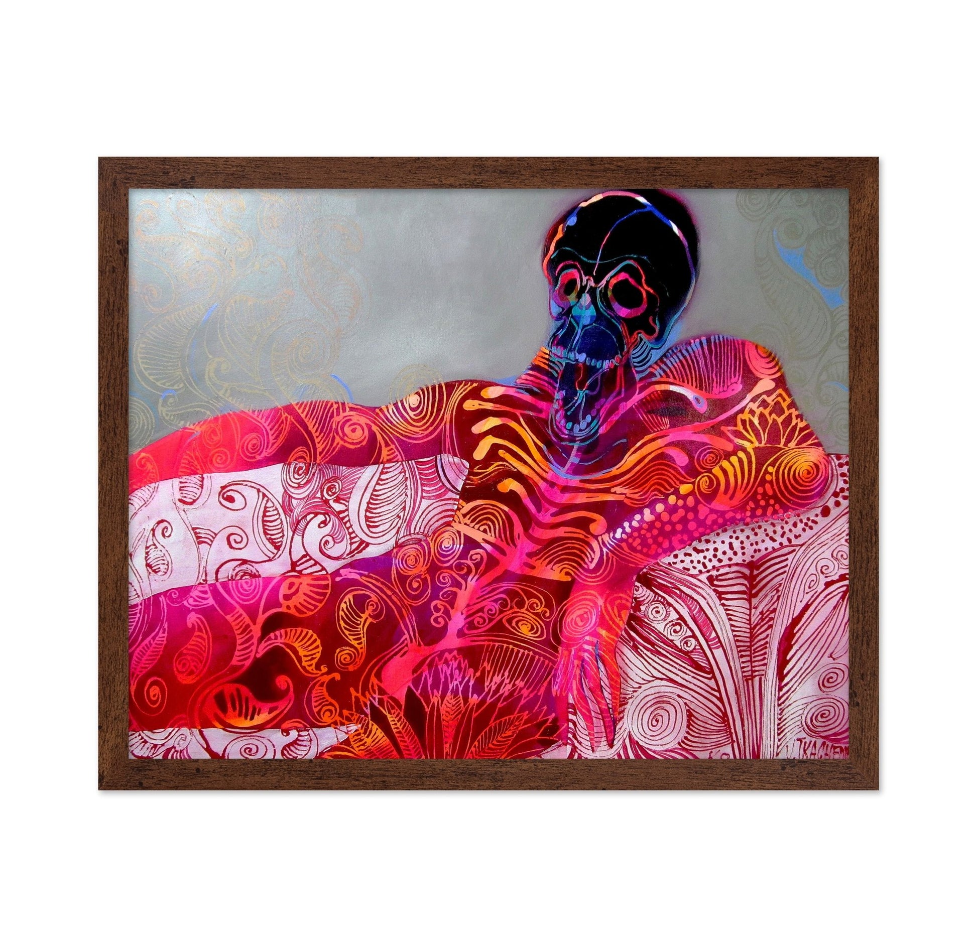 Neon Skull Reclining Figure