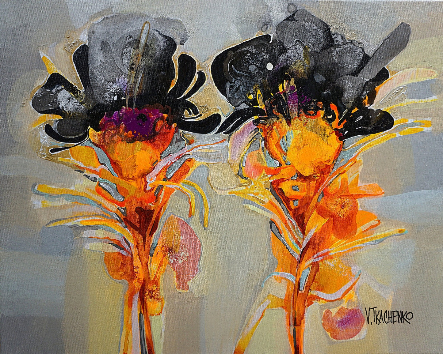 Abstract Twin Floral Composition