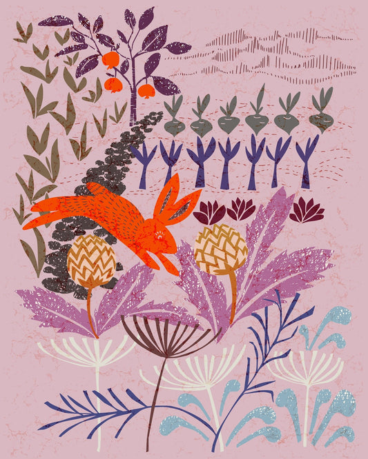 Pastel Garden Rabbit Illustration