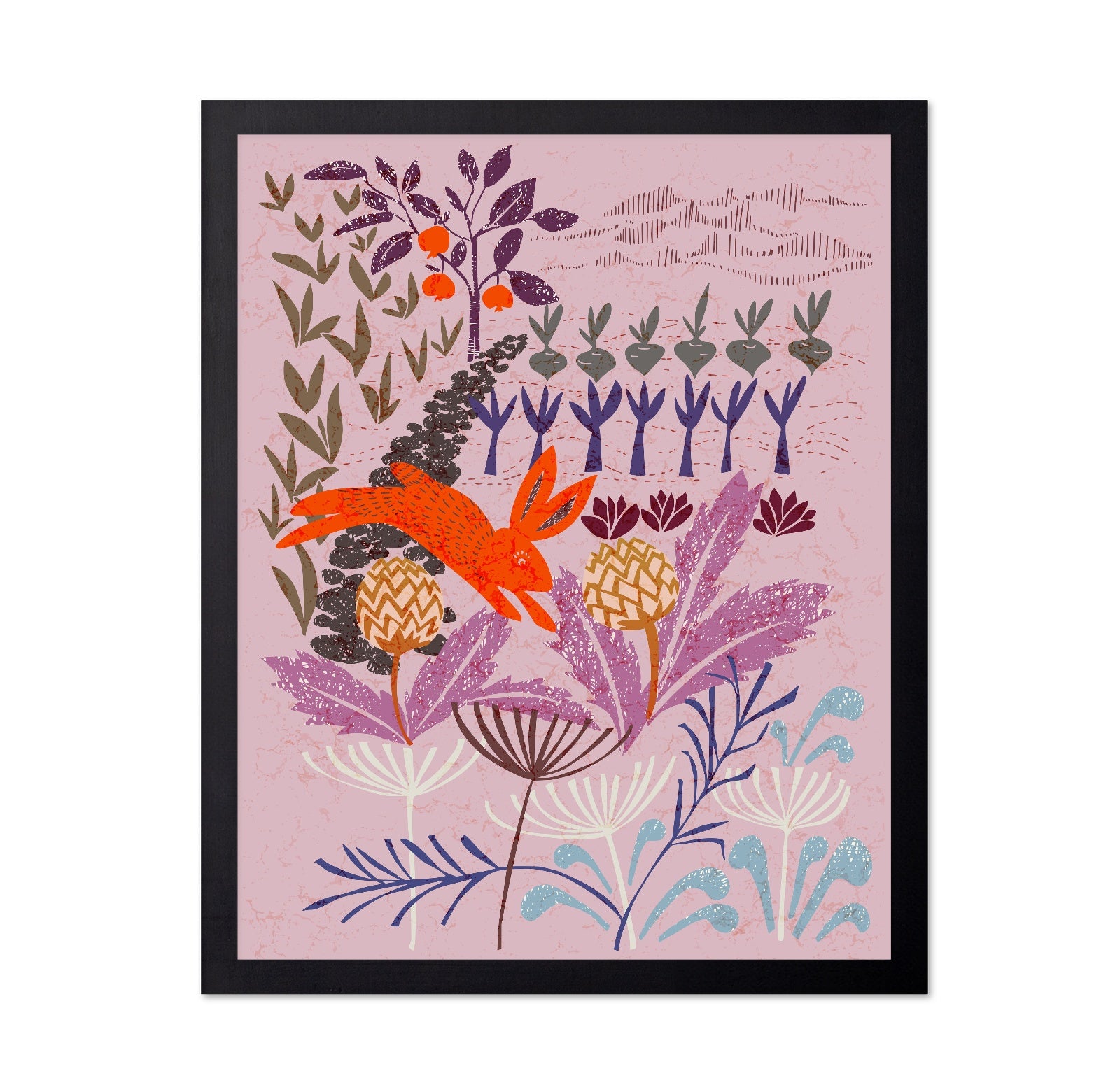Pastel Garden Rabbit Illustration