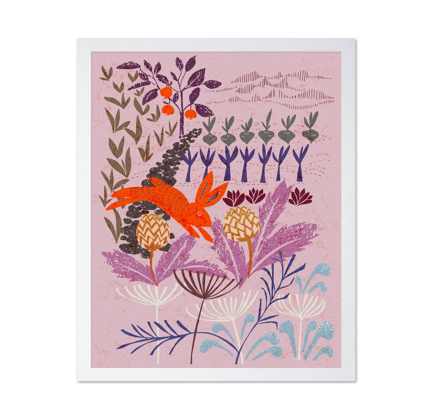 Pastel Garden Rabbit Illustration