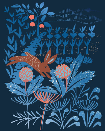 Midnight Garden Rabbit Illustration