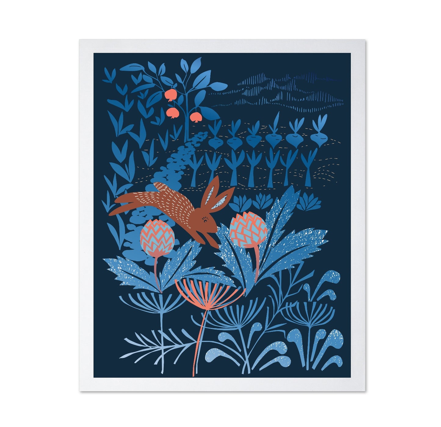 Midnight Garden Rabbit Illustration