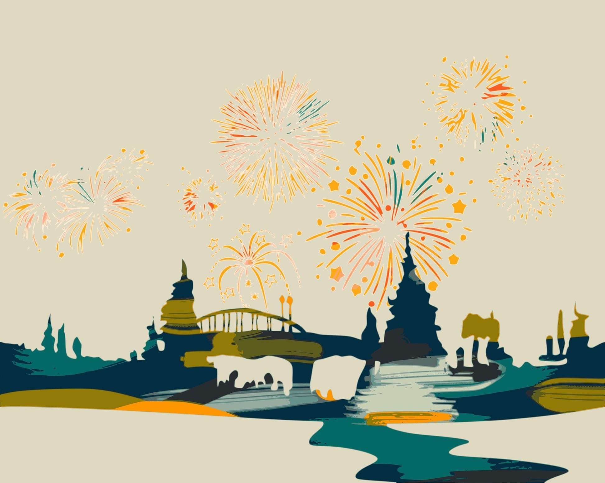 Fireworks City Night