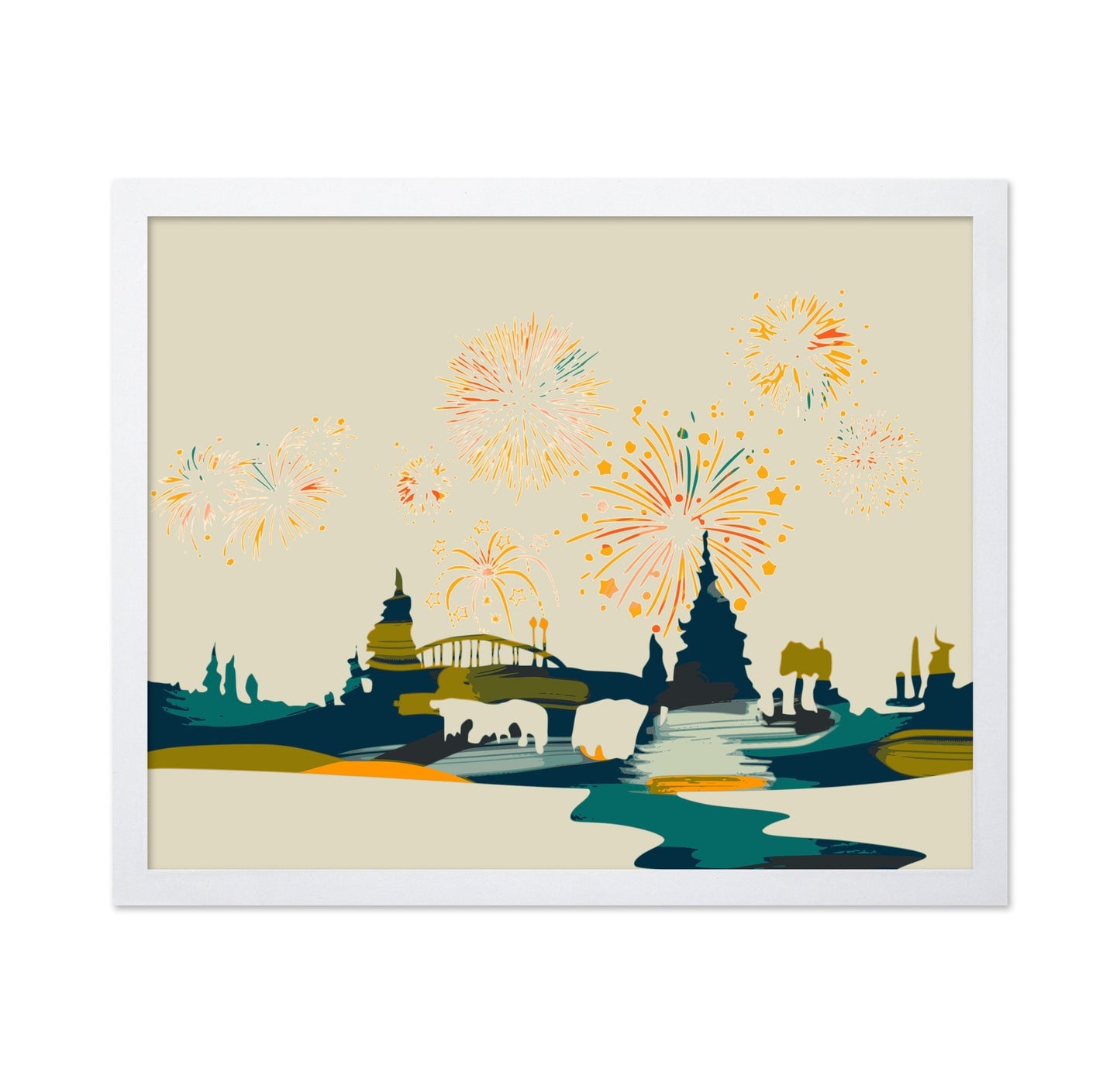 Fireworks City Night