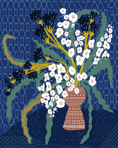 Bold Indigo Floral Vase