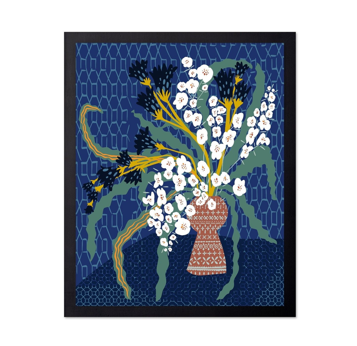Bold Indigo Floral Vase
