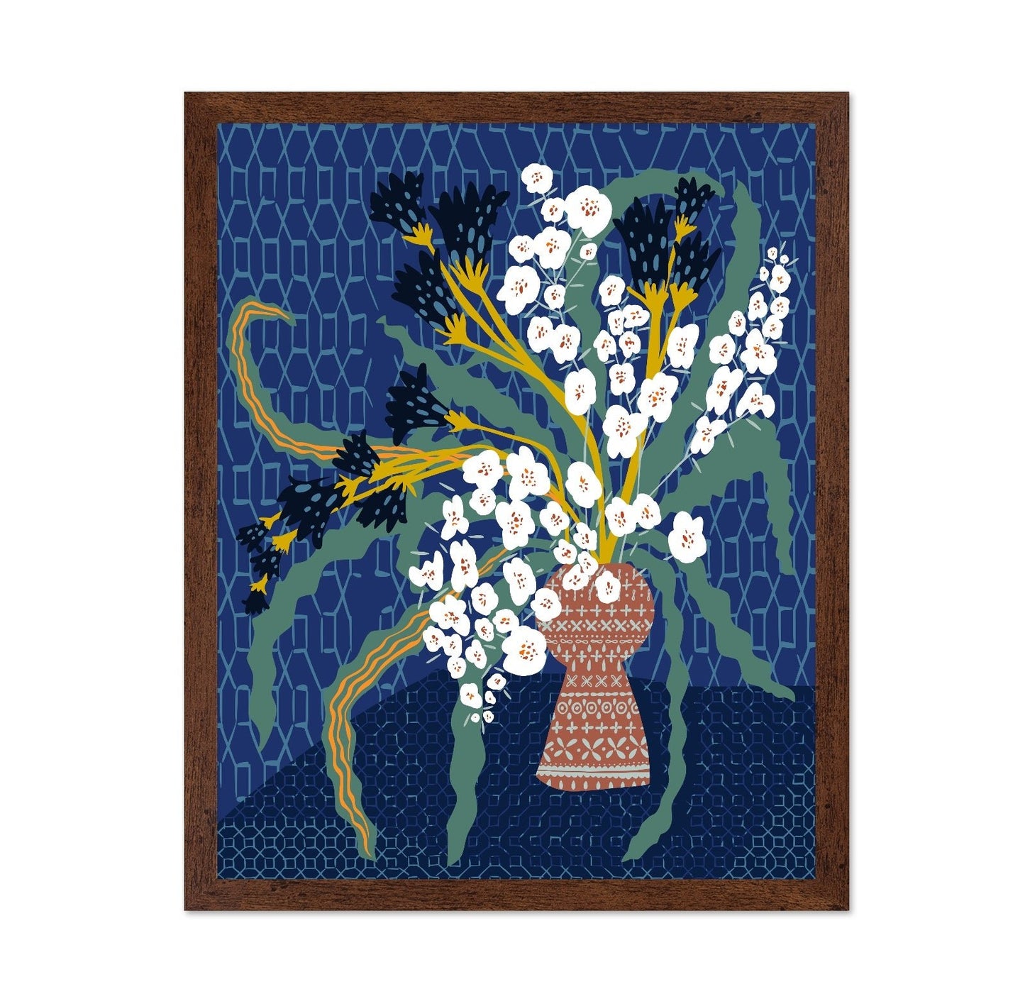 Bold Indigo Floral Vase