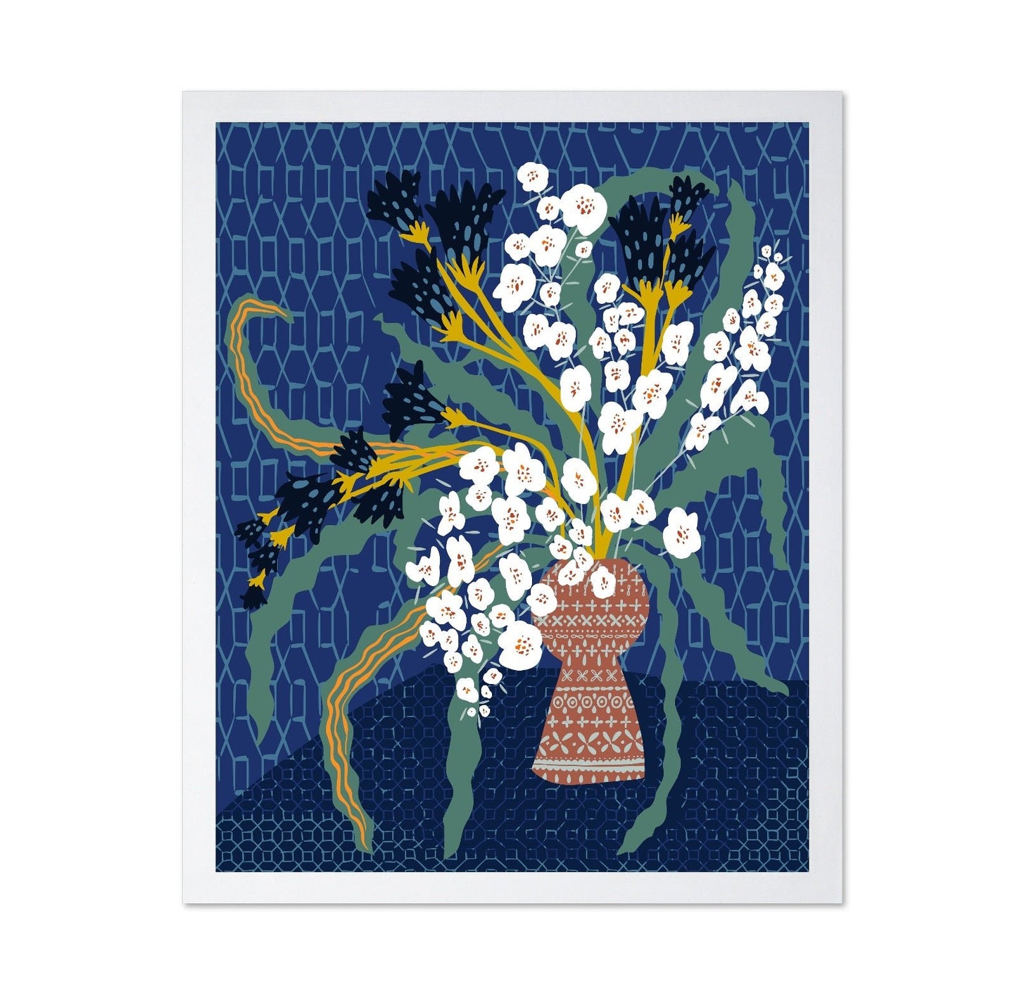 Bold Indigo Floral Vase