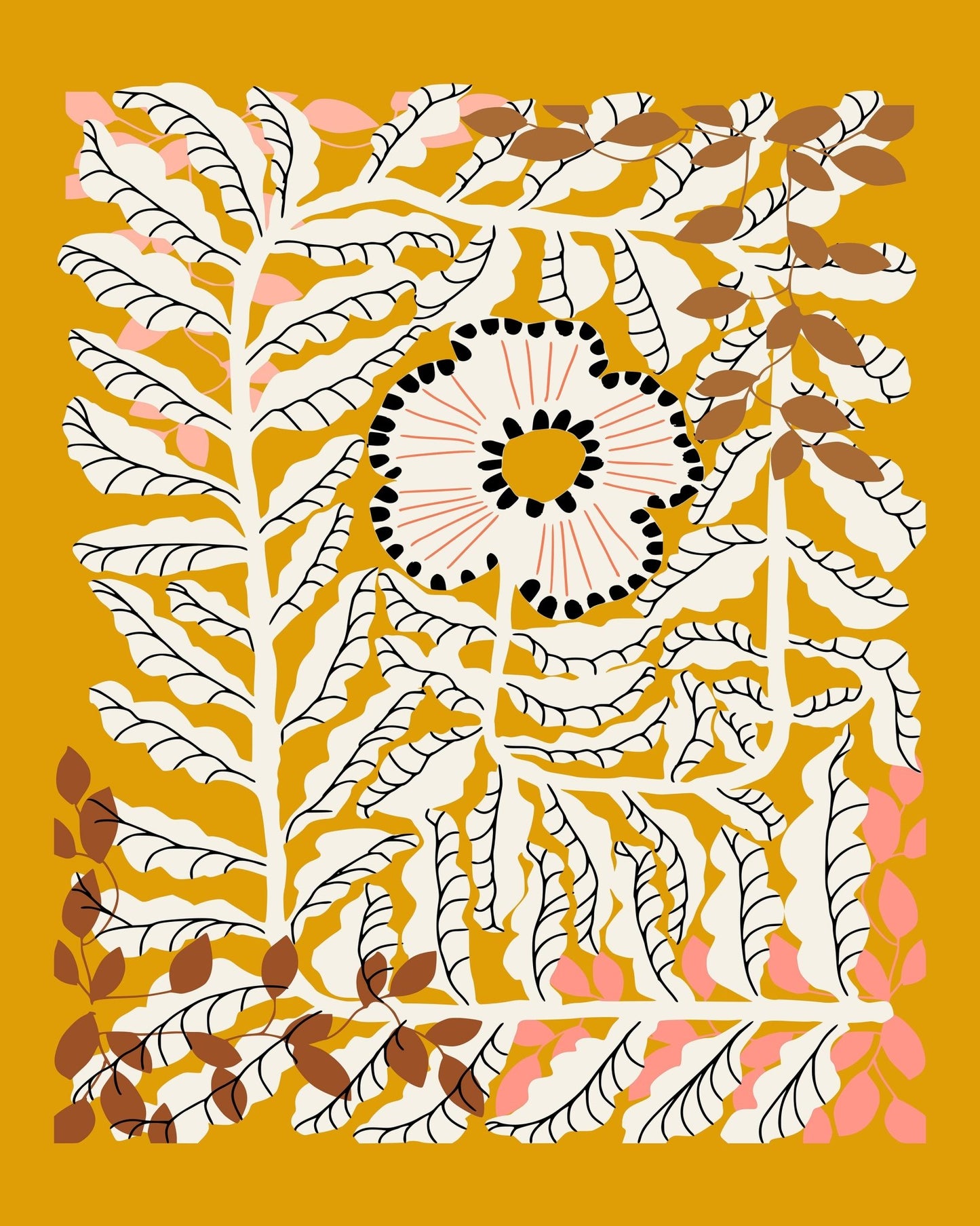 Golden Botanical Pattern