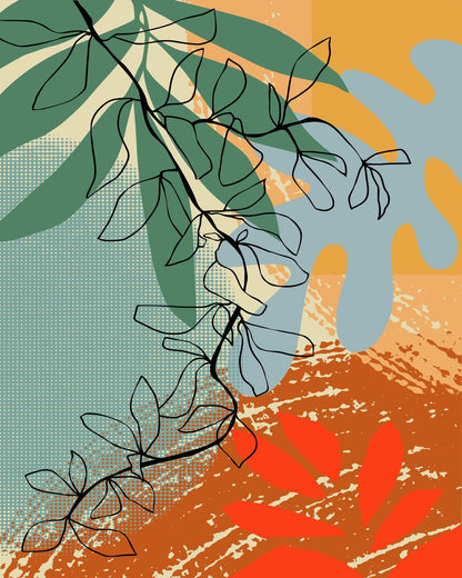 Abstract Leaf Line Art