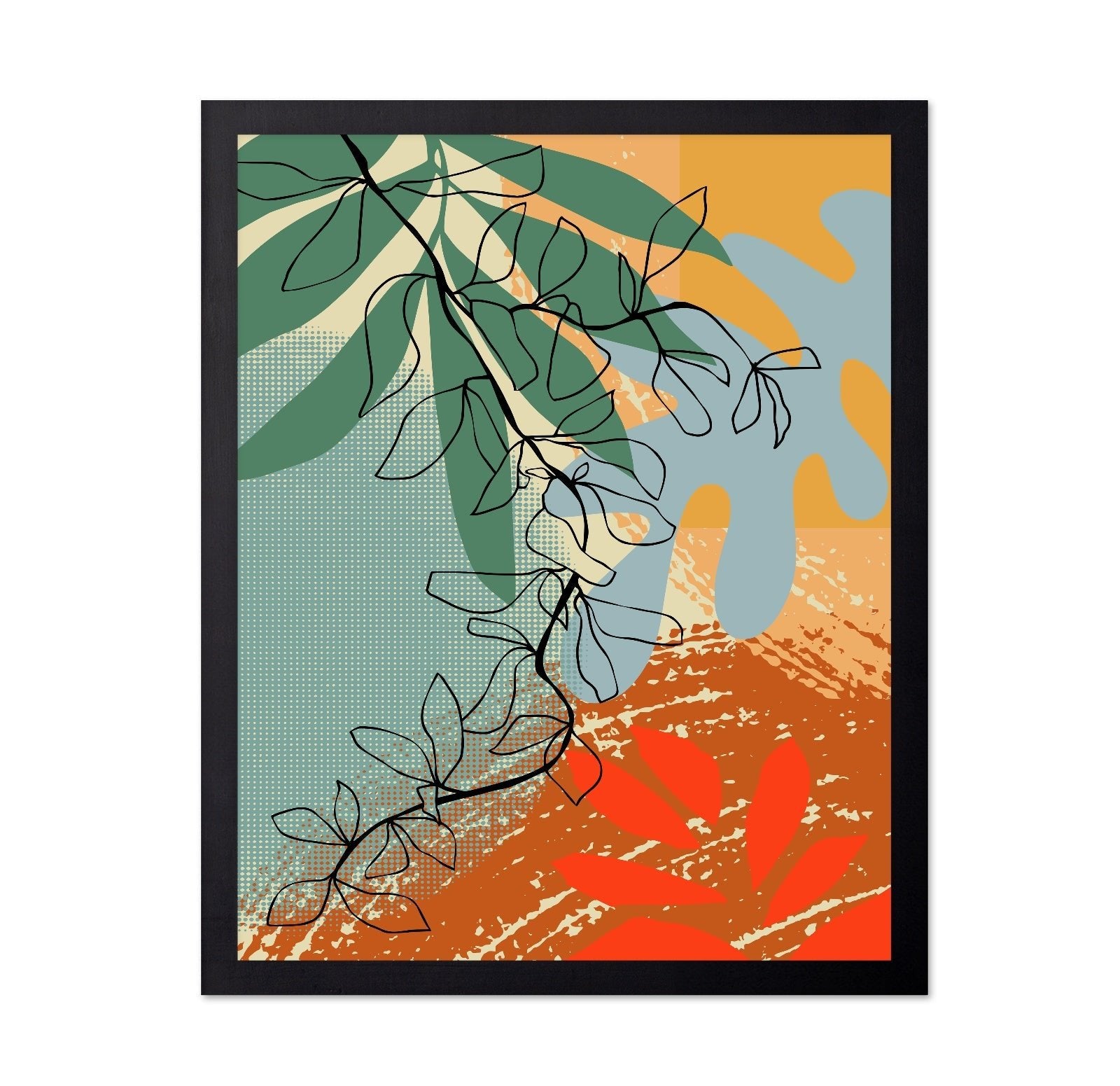 Abstract Leaf Line Art