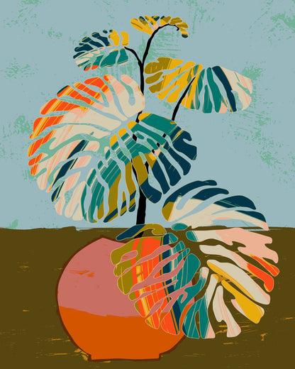 Colorful Monstera Pot