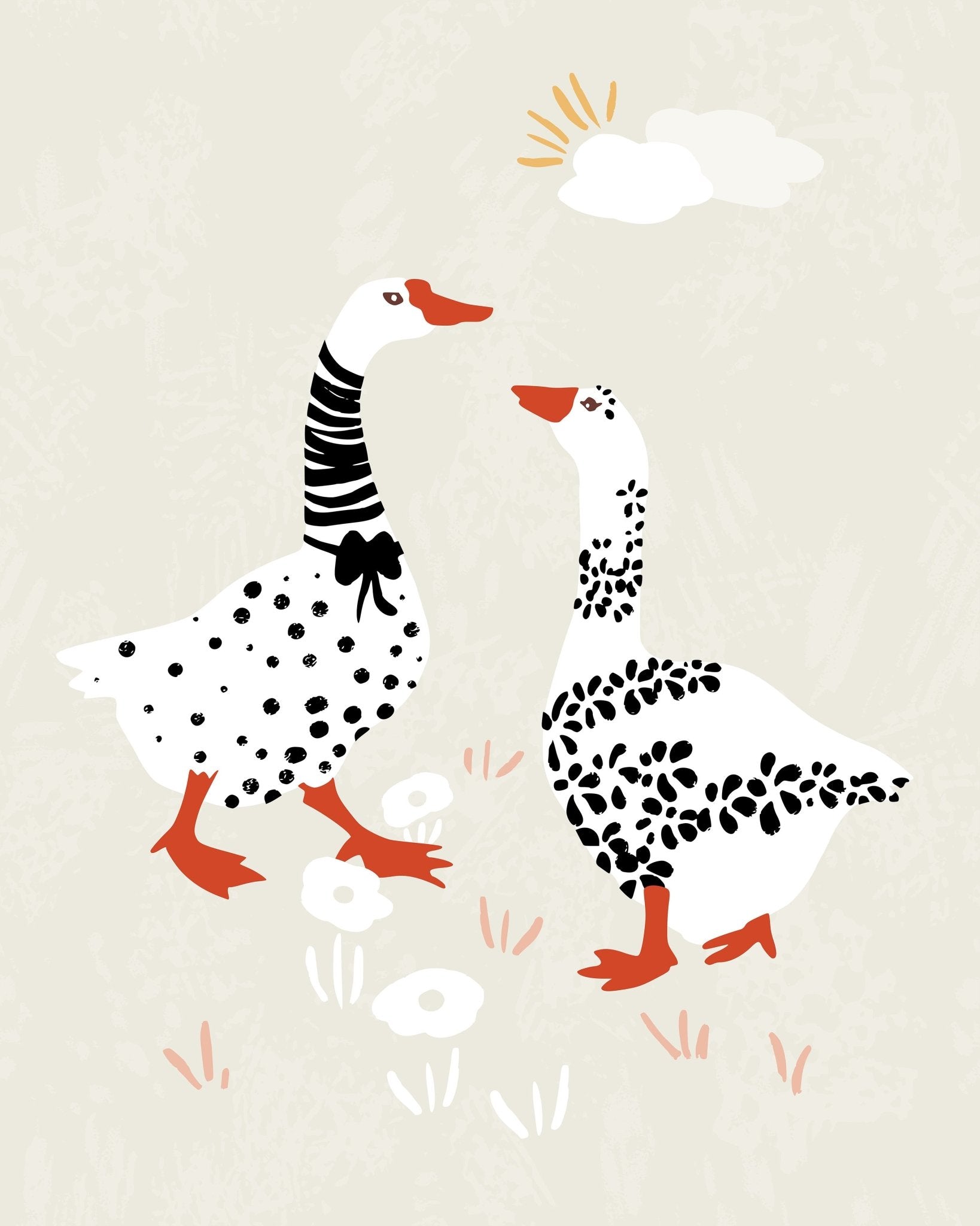 Playful Goose Pair