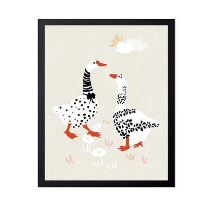 Playful Goose Pair