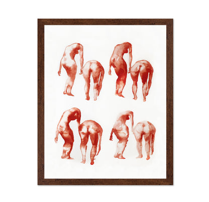 Red Watercolor Figures Study