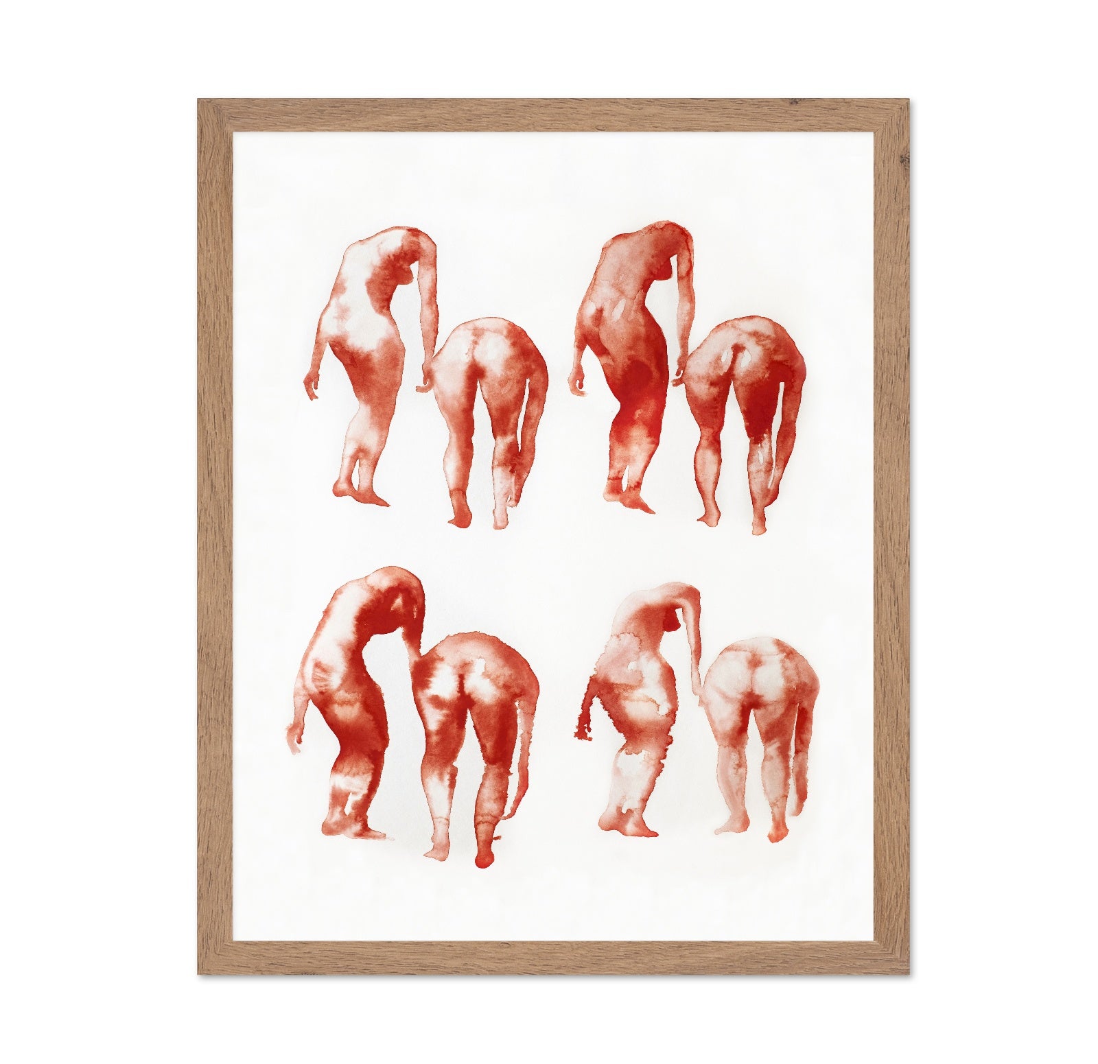 Red Watercolor Figures Study