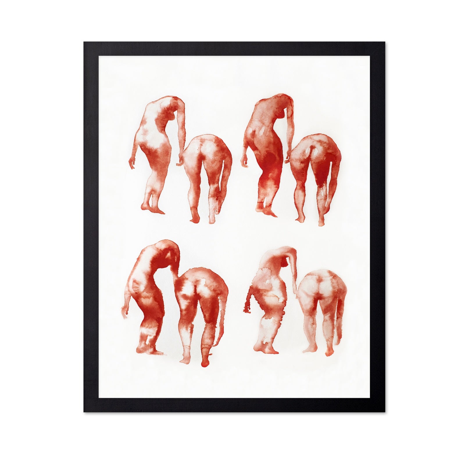 Red Watercolor Figures Study