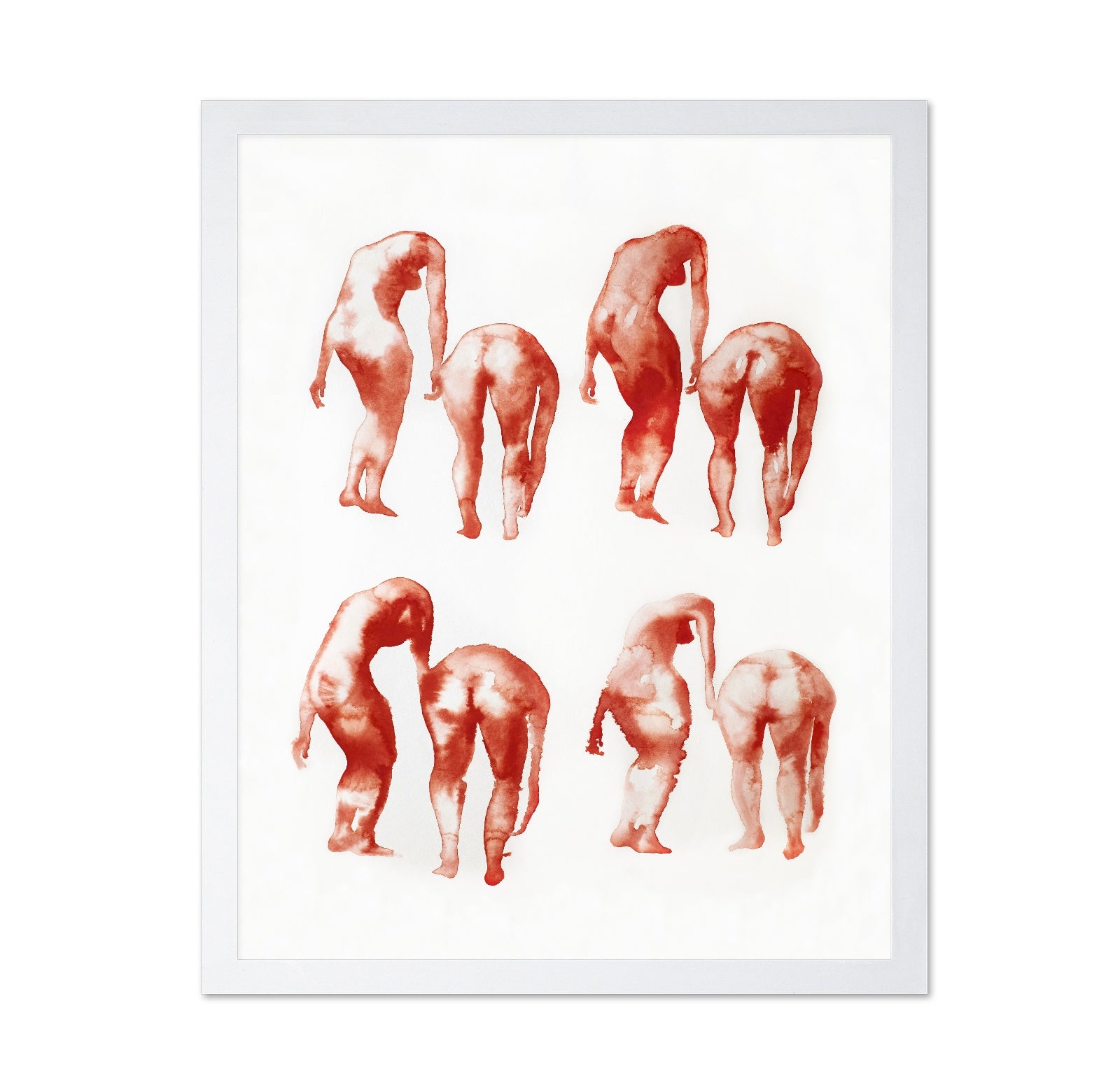 Red Watercolor Figures Study