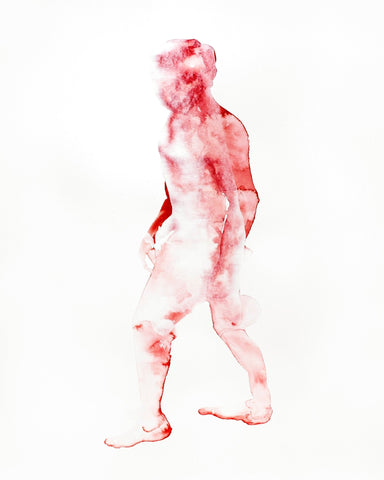 Red Watercolor Figure Silhouette