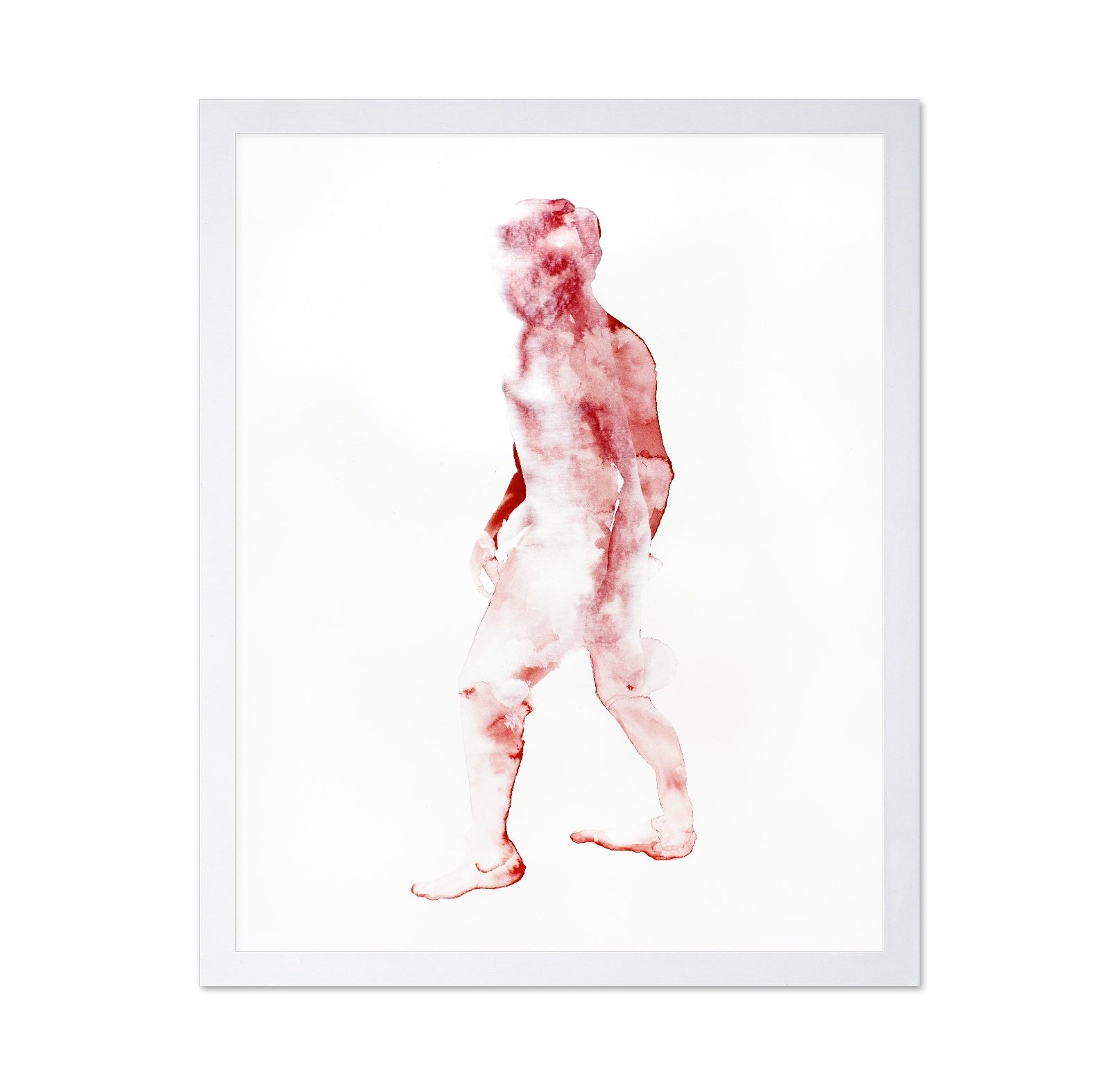 Red Watercolor Figure Silhouette
