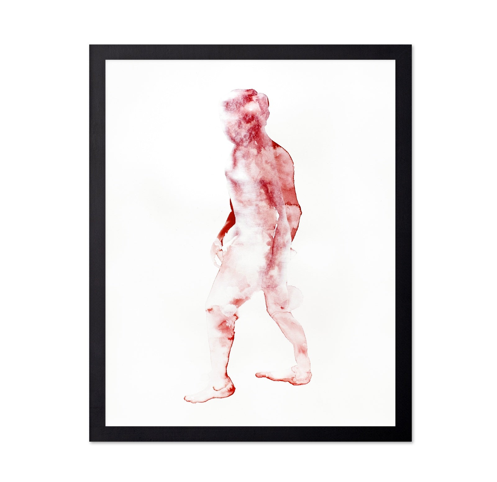 Red Watercolor Figure Silhouette