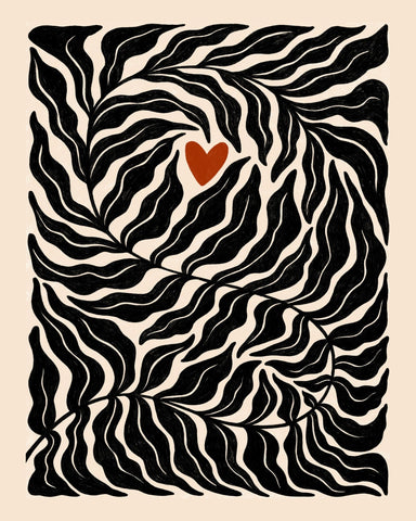 Abstract Botanical Leaves with Heart