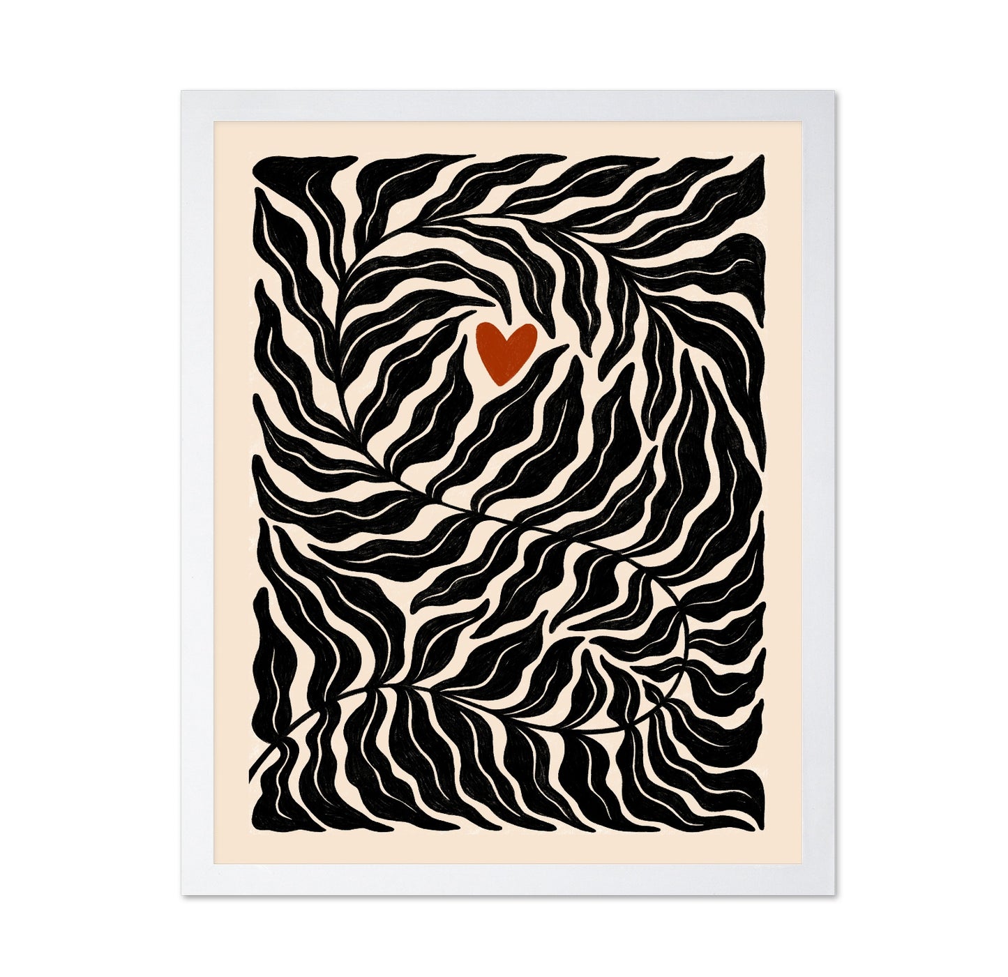 Abstract Botanical Leaves with Heart