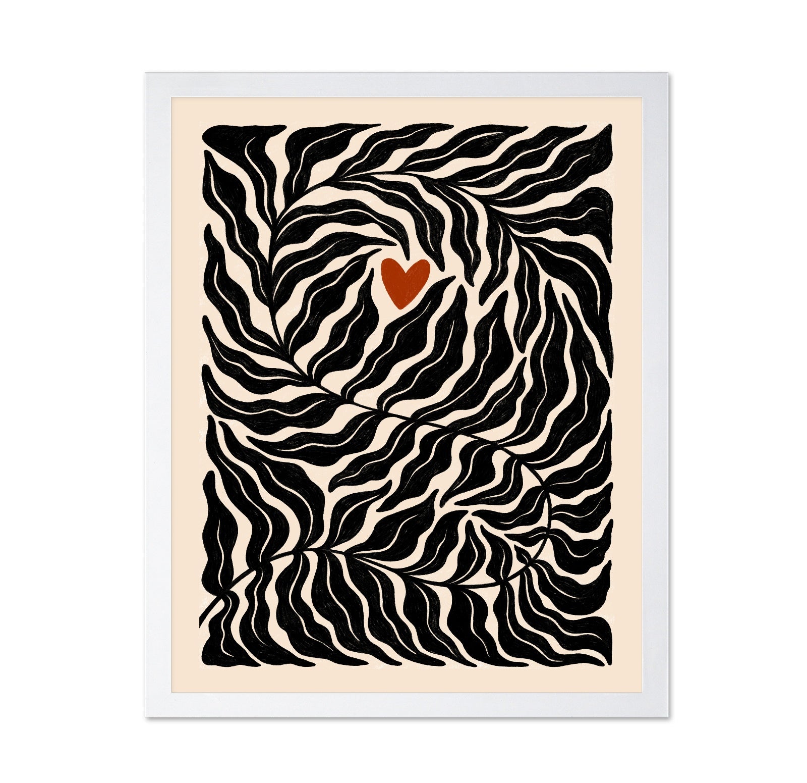 Abstract Botanical Leaves with Heart