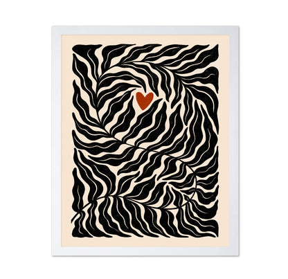 Abstract Botanical Leaves with Heart