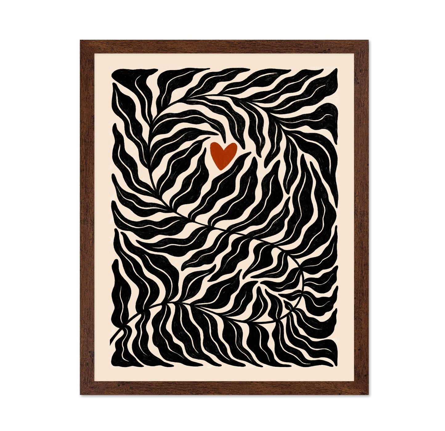Abstract Botanical Leaves with Heart
