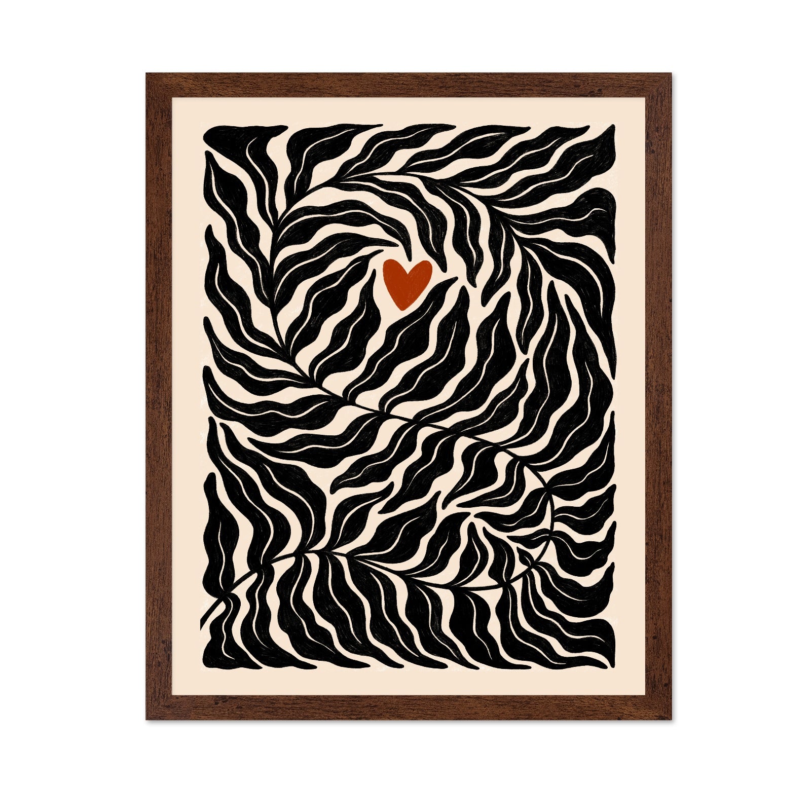 Abstract Botanical Leaves with Heart