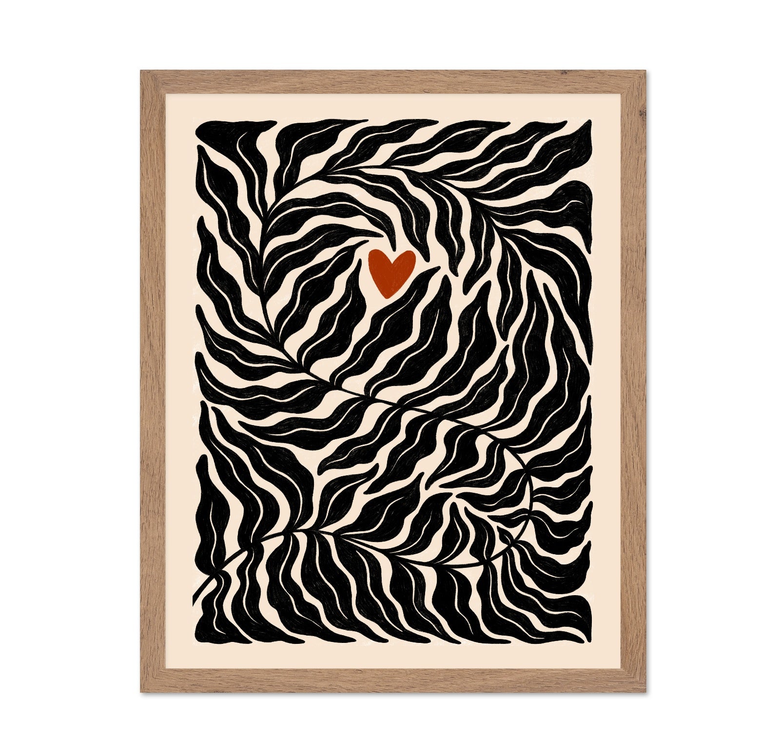 Abstract Botanical Leaves with Heart