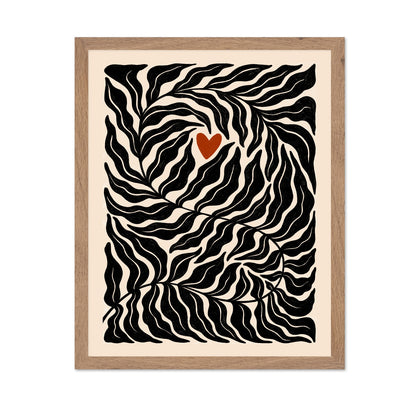 Abstract Botanical Leaves with Heart