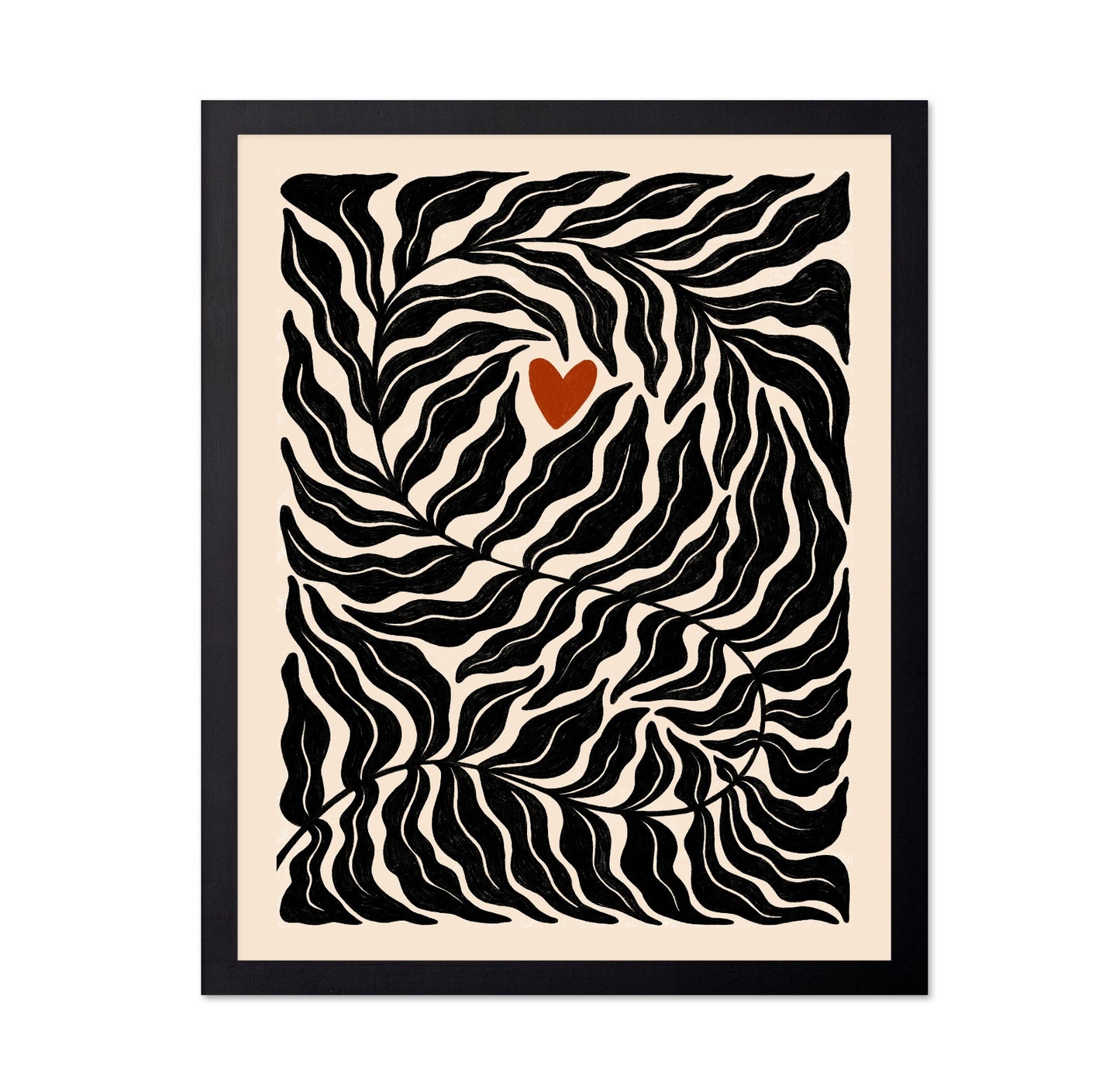 Abstract Botanical Leaves with Heart