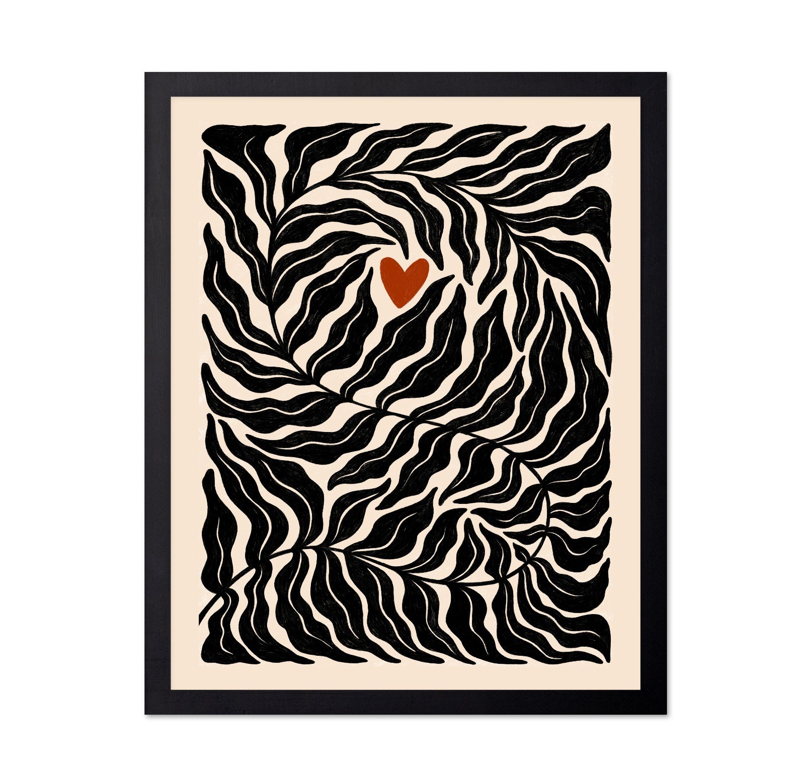 Abstract Botanical Leaves with Heart