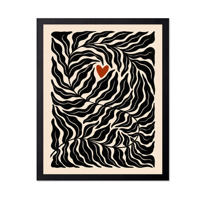 Abstract Botanical Leaves with Heart