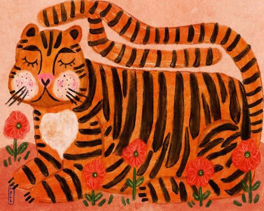 Tiger in Flowers